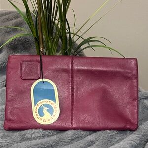Sereta Chic Magenta Leather Clutch NWT